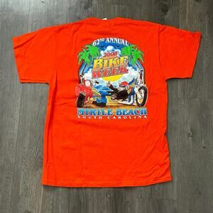 Y2K Harley Style Myrtle Beach South Carolina Bike Week Orange Tee. Sz M